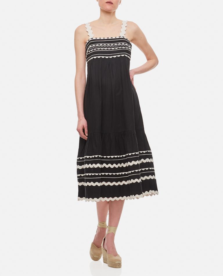 Sea New York  ,  Ryleigh Ric Rac Cotton Midi Dress  ,  Black L