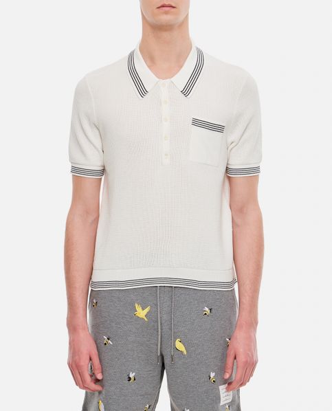 Thom browne short-sleeved sweatshirt in waffle jersey