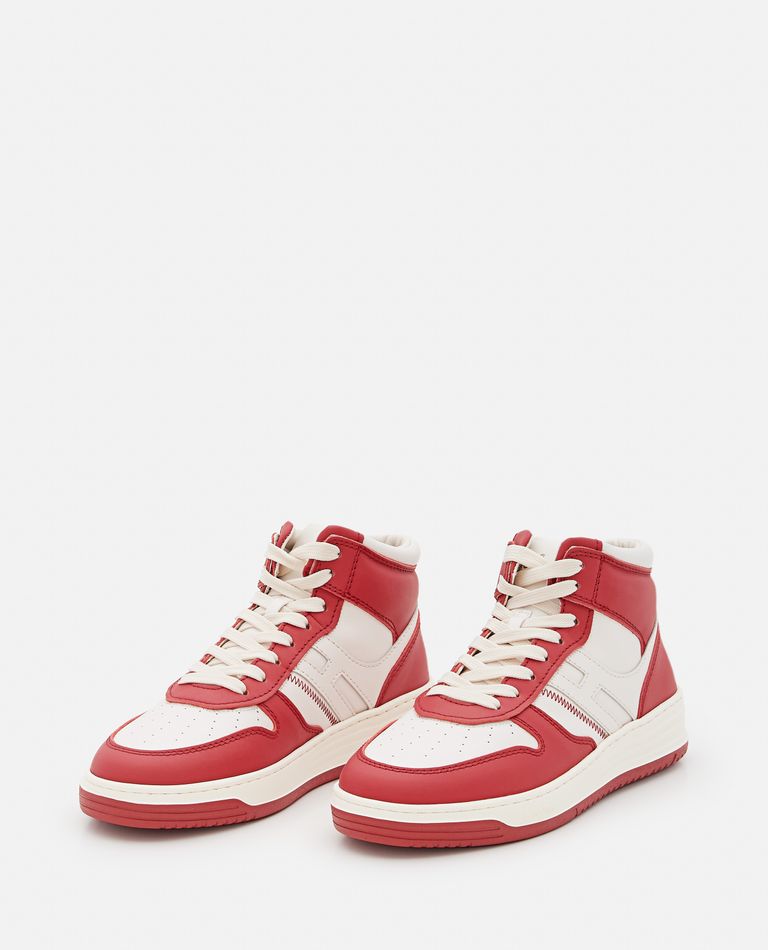 Shop Hogan H630 High-top Leather Basket Sneakers In Red