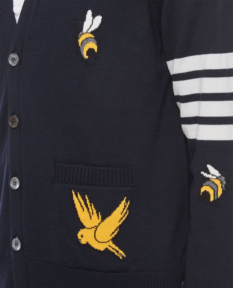【送料&関税込】Thom Browne Cardigan With Birds And Bees Thom Browne Cardigan bird and bee - Multicolour