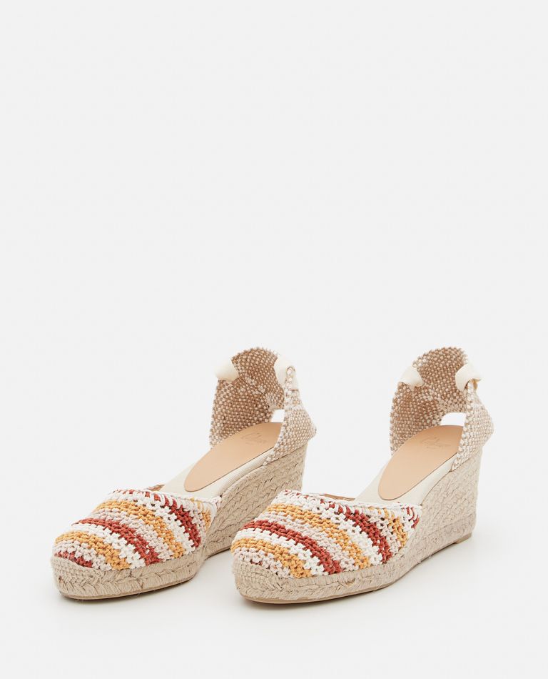 Shop Castaã±er 60mm Carina Crochet Wedge In Multicolor