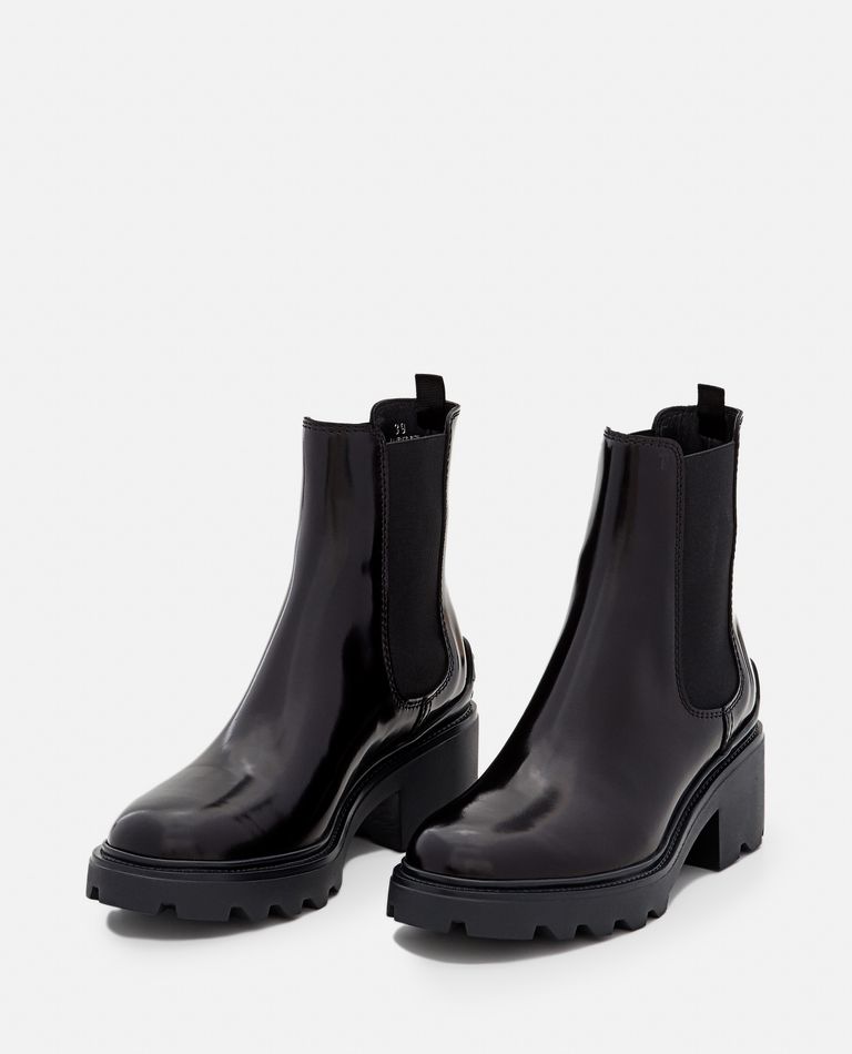 Tod's Patent Leather Platform Chelsea Boots In Black