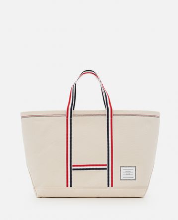 Thom Browne - MEDIUM TOOL TOTE BAG W/ RWB STRAPS IN DOUBLE FACE COTTON CANVAS