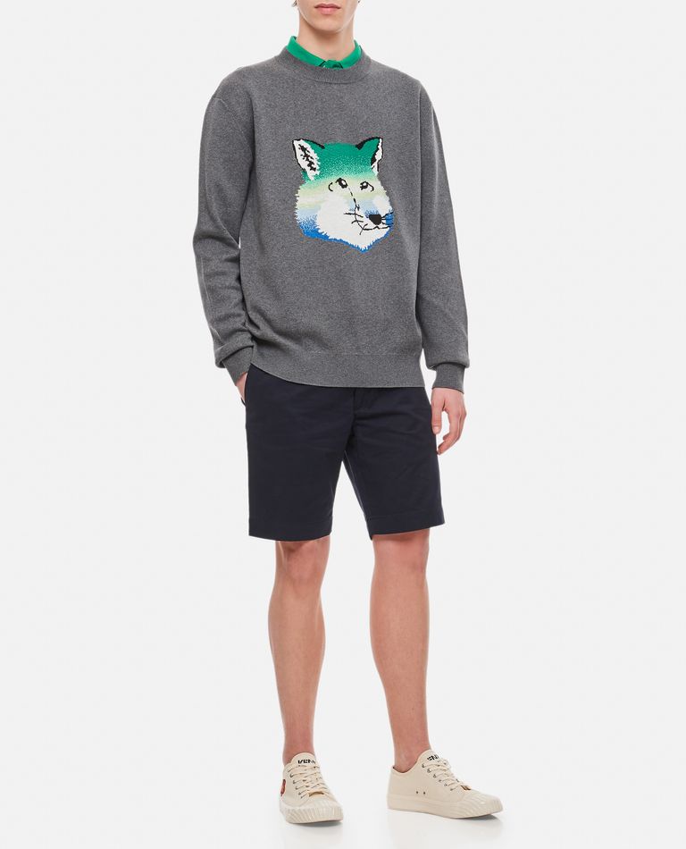 Maison KitsunÃ©  ,  Vibrant Fox Head Intarsia Comfort Pullover  ,  Grey M