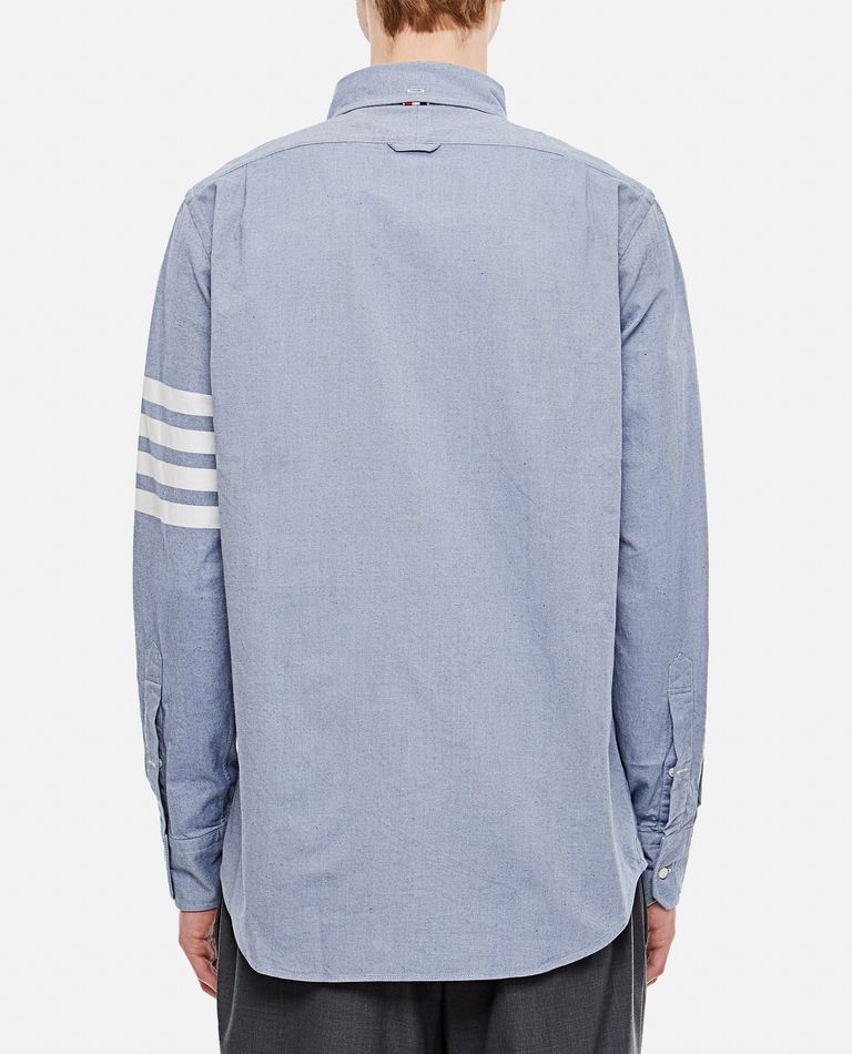 Shop Thom Browne Straight Fit Shirt W/ Tonal 4 Bar In Flannel In Sky Blue