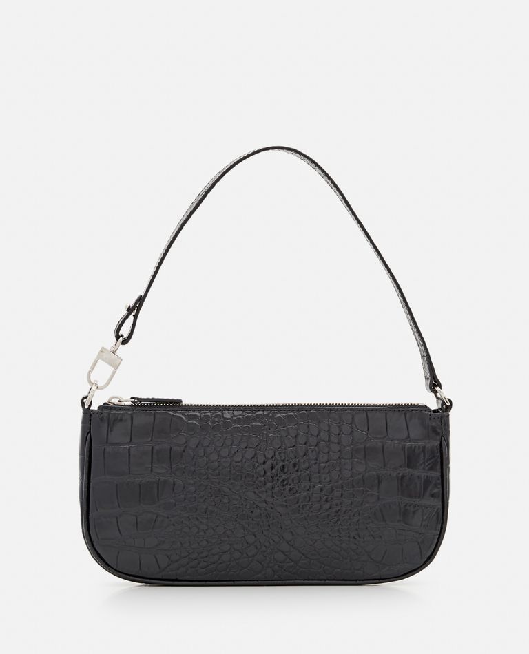 RACHEL CROCO EMBOSSED LEATHER SHOULDER BAG