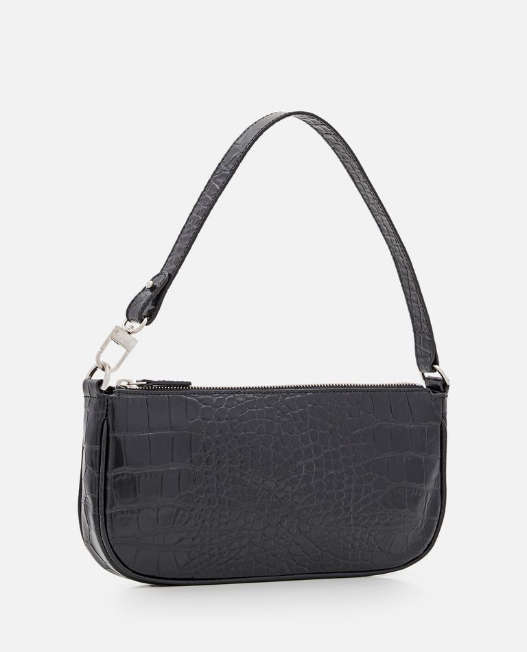 RACHEL CROCO EMBOSSED LEATHER SHOULDER BAG