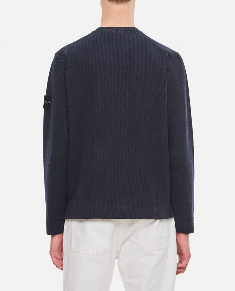 Stone Island  ,  Crewneck Sweater Ribbed Cotton  ,  Blue L