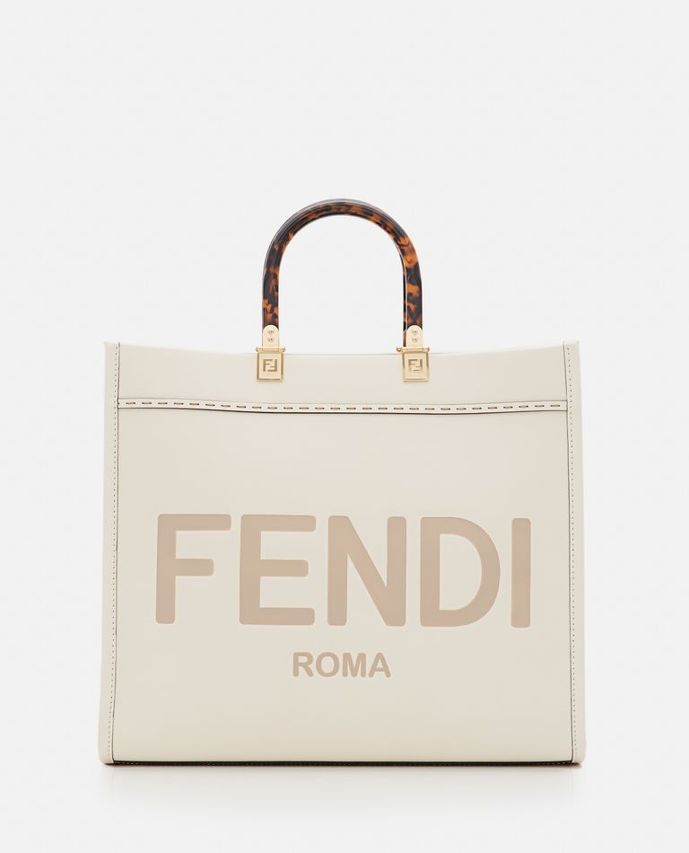 Fendi  ,  Fendi Sunshine Leather Tote Bag  ,  White TU