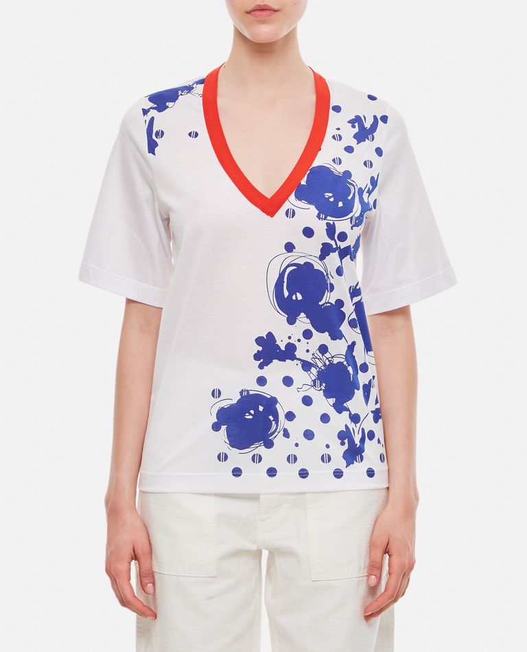 Rohka  ,  V-neck Cotton T-shirt  ,  Blu XL
