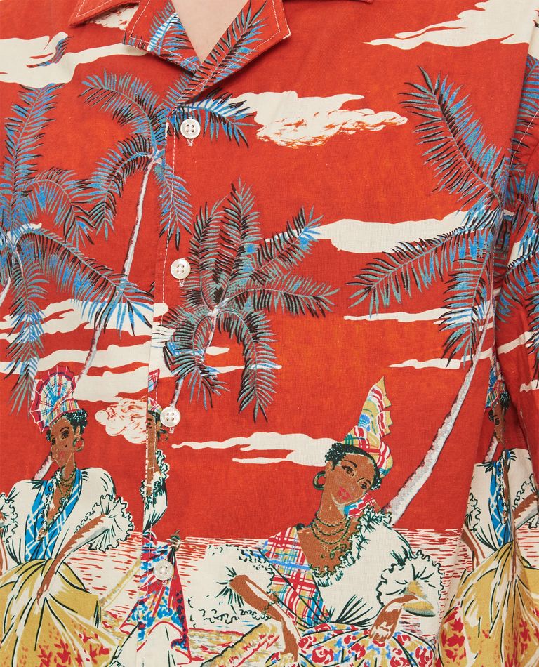 President's Rangi Over Caraibian Print Washed Shirt Rust In Brown