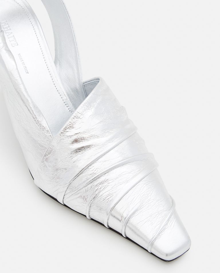 Khaite  ,  65mm Leather Slingback Heels  ,  Silver 38