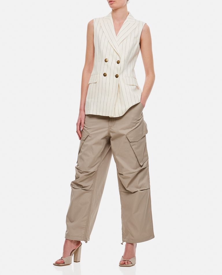 PINSTRIPED DOUBLE BREASTED LINEN VEST for Women - Max Mara