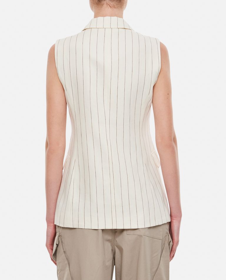PINSTRIPED DOUBLE BREASTED LINEN VEST for Women - Max Mara