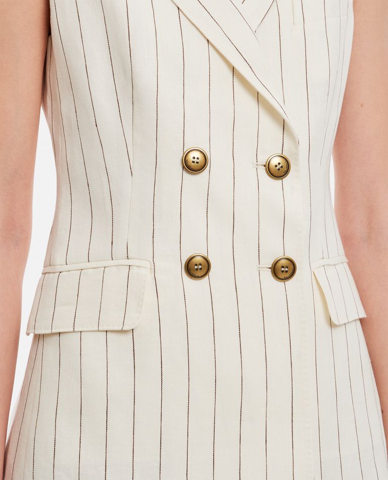 PINSTRIPED DOUBLE BREASTED LINEN VEST for Women - Max Mara
