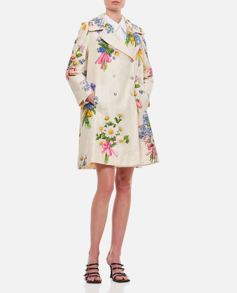 PÃ©ro  ,  Silk Cotton Mix Flower Print Overcoat  ,  Multicolor 38