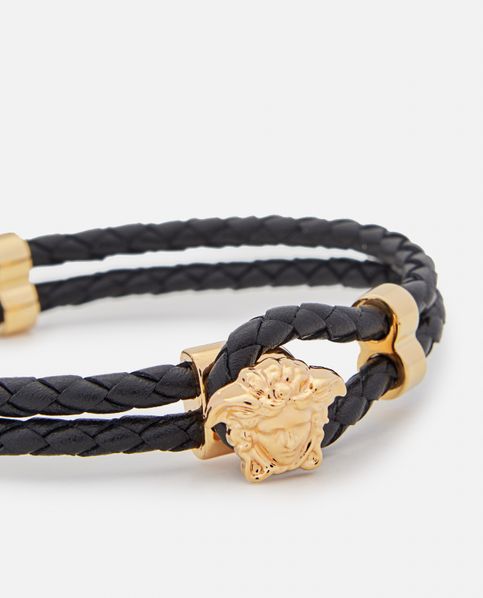 Versace Medusa-head Braided Leather Bracelet