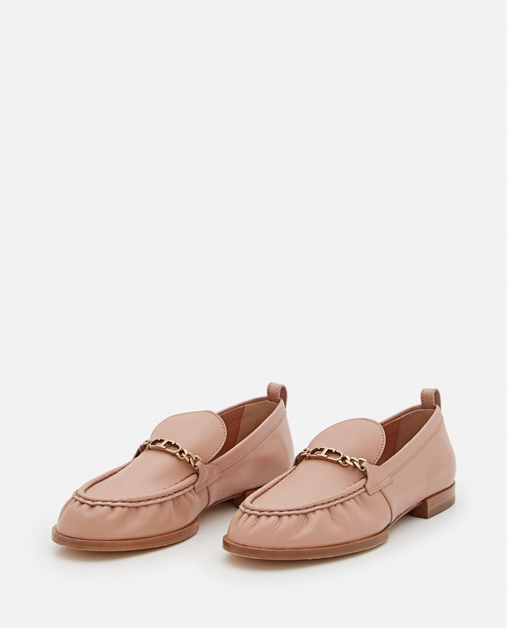 Tod's - LOGO CHAIN LEATHER LOAFERS_2