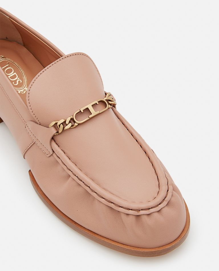 Tod's  ,  Logo Chain Leather Loafers  ,  Rose 37,5