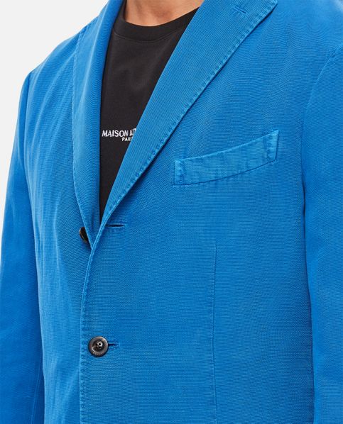 Wool-Canvas Single-Breasted Blazer Blue