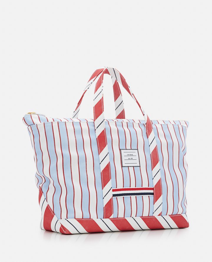 Thom Browne - MEDIUM TOOL TOTE IN WASHED STRIPED CANVA_2