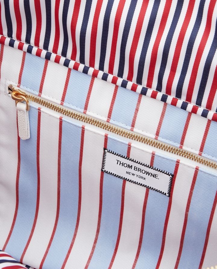 Thom Browne - MEDIUM TOOL TOTE IN WASHED STRIPED CANVA_3