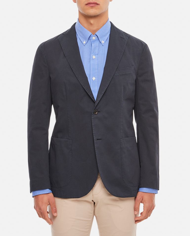 SINGLE-BREASTED JACKET IN STRETCH COTTON TWILL, 2 BUTTONS for Men