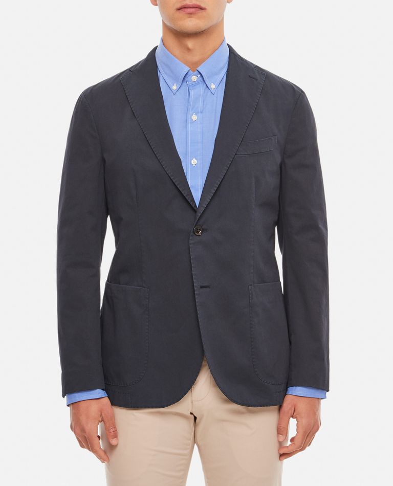 Boglioli  ,  Single-breasted Jacket In Stretch Cotton Twill, 2 Buttons  ,  Blue 54