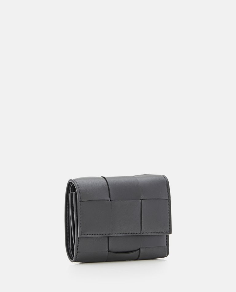 Bottega Veneta  ,  Tri-fold Leather Wallet  ,  Black TU