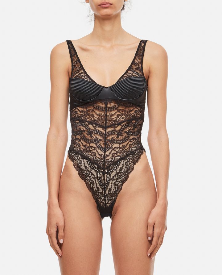 Versace - MICRODOLLY LACE AND SATIN STRETCH BODYSUIT_1