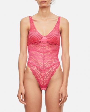 Versace - MICRODOLLY LACE AND SATIN STRETCH BODYSUIT