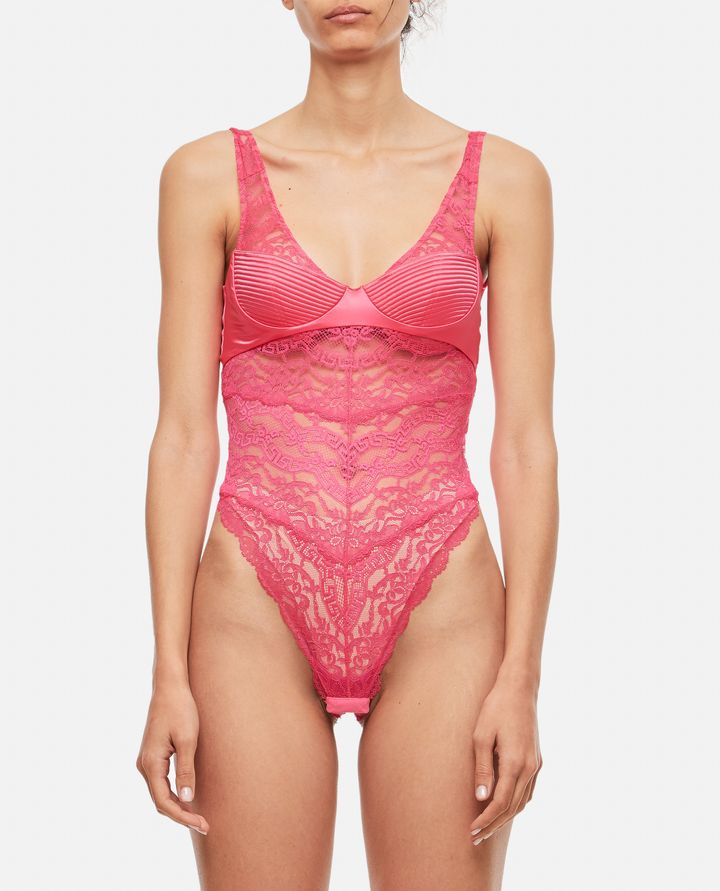 Versace - MICRODOLLY LACE AND SATIN STRETCH BODYSUIT_1
