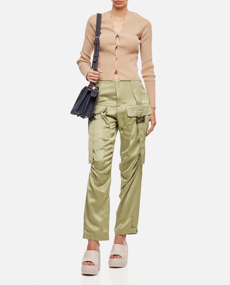 Fendi Biscuit Cotton Blend Cardigan In Beige