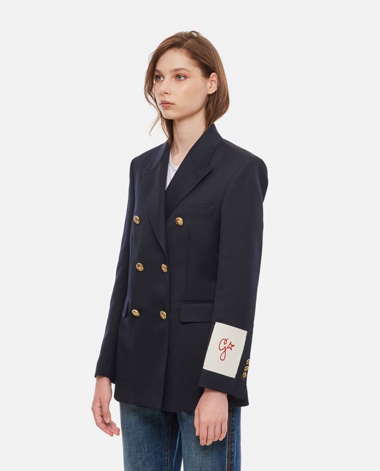 Shop Golden Goose Wool Double Breasted Blazer In Blue
