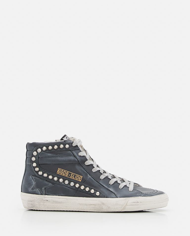 Golden Goose Studded Leather Slide Sneakers In Black