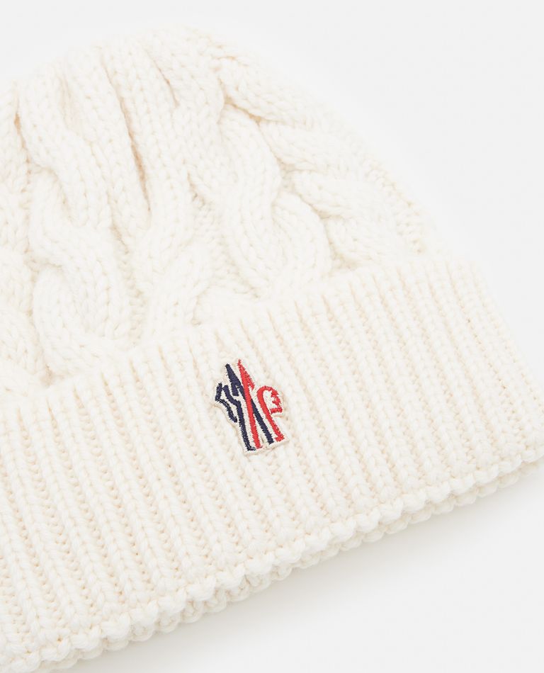 Moncler Grenoble Ivory Wool Beanie Hat Nd  Donna Tu In White