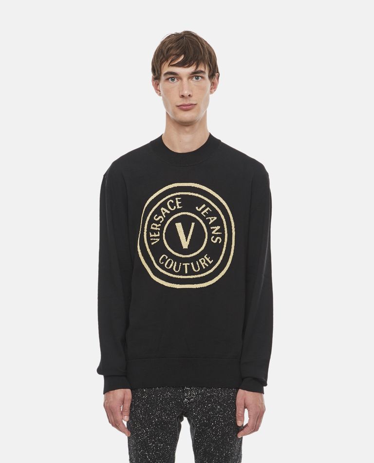 VERSACE JEANS COUTURE ROUND EMBLEM WOOL SWEATER