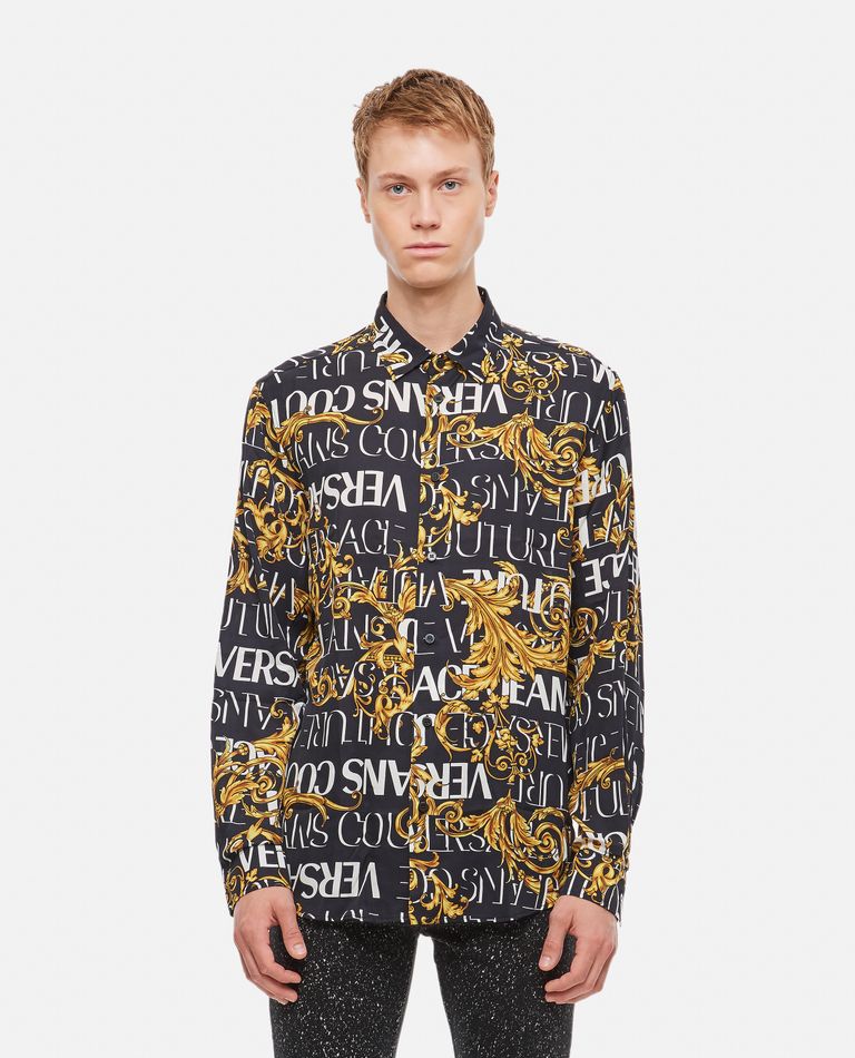 Men Black All-Over Baroque Print Shirt