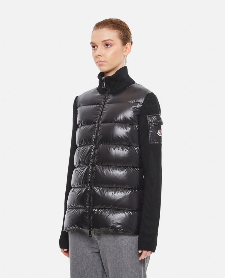 Moncler Padded Cardigan In Black