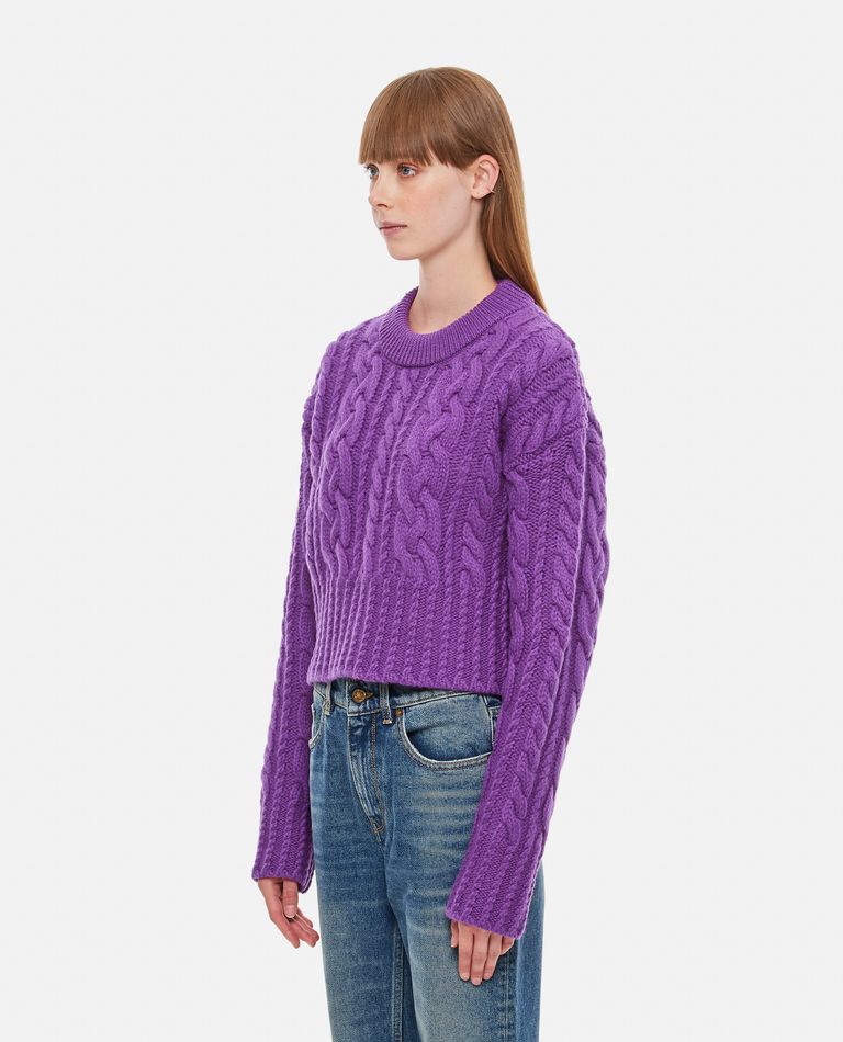 AMI ALEXANDRE MATTIUSSI CABLE KNITTED CROPPED SWEATER