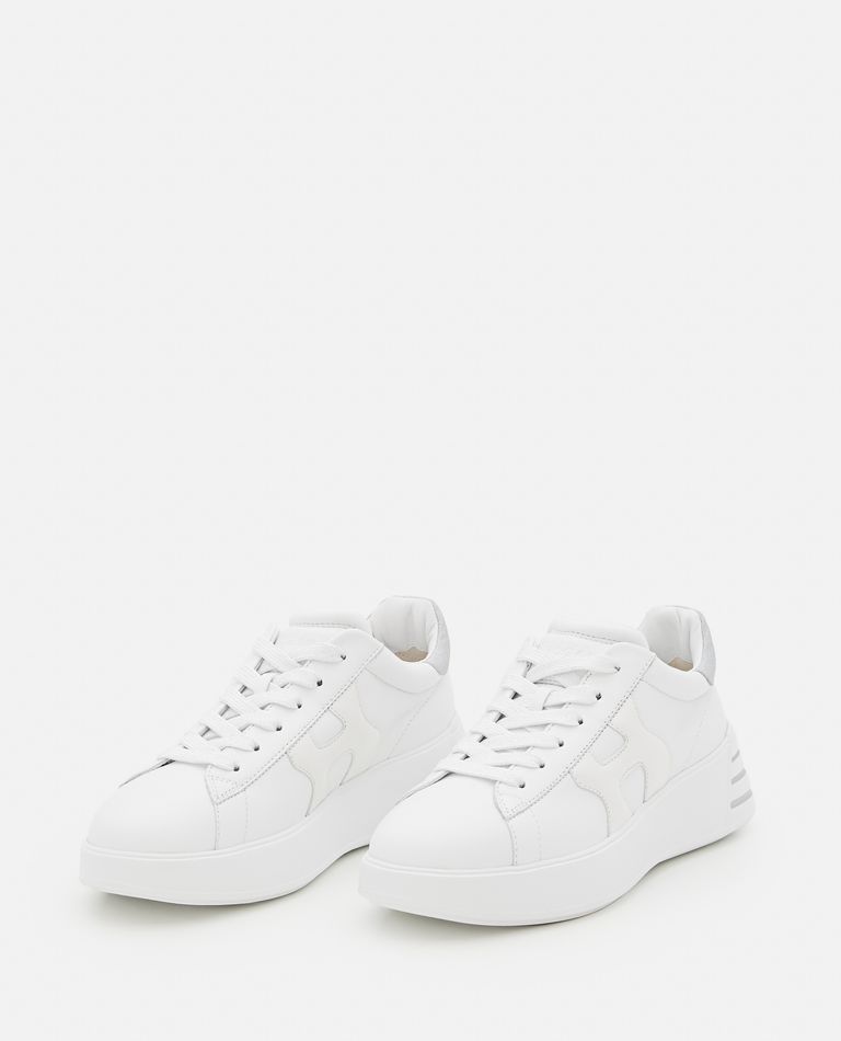 Hogan Leather Sneakers With Glittered Patch In White