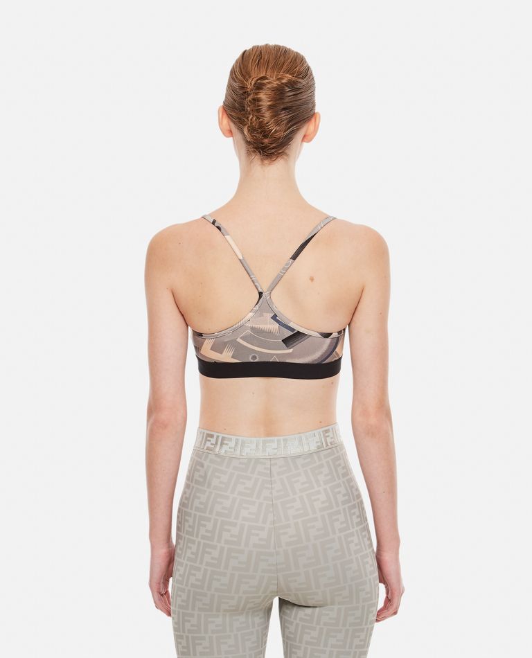 Shop Fendi Memphis Bralette With Futuristic Print In Grey