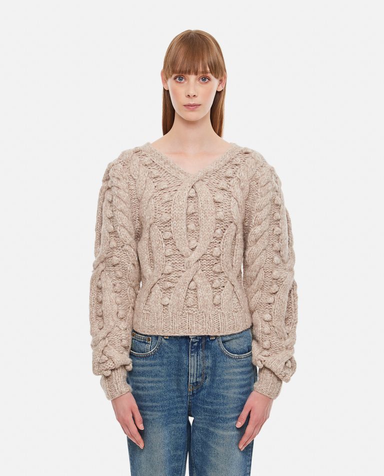 CADEN CABLE KNITS L/SLV VNECK SWEATER for Women - Sea