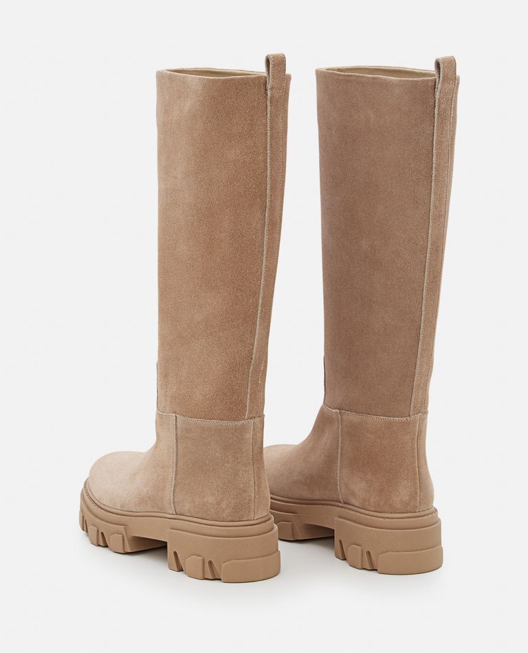 Shop Gia Borghini 50mm Suede Leather Boots In Beige