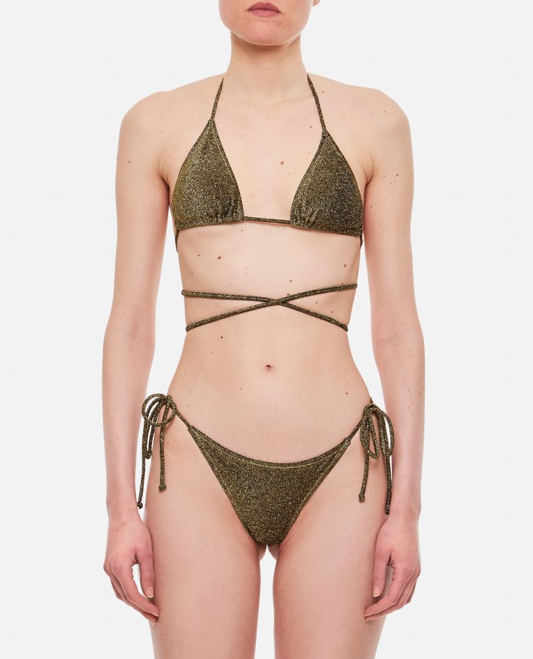 Shop Reina Olga Miami Lurex Bikini Set In Brown