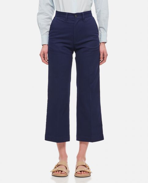 High-Waisted Wide-Leg Cropped Chino Pants