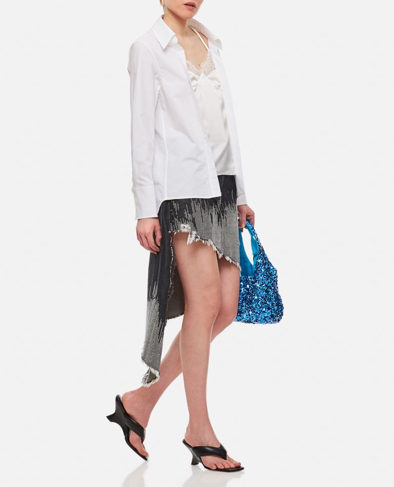 Jw Anderson Asymmetric Degrade Stud High-low Denim Skirt In Black