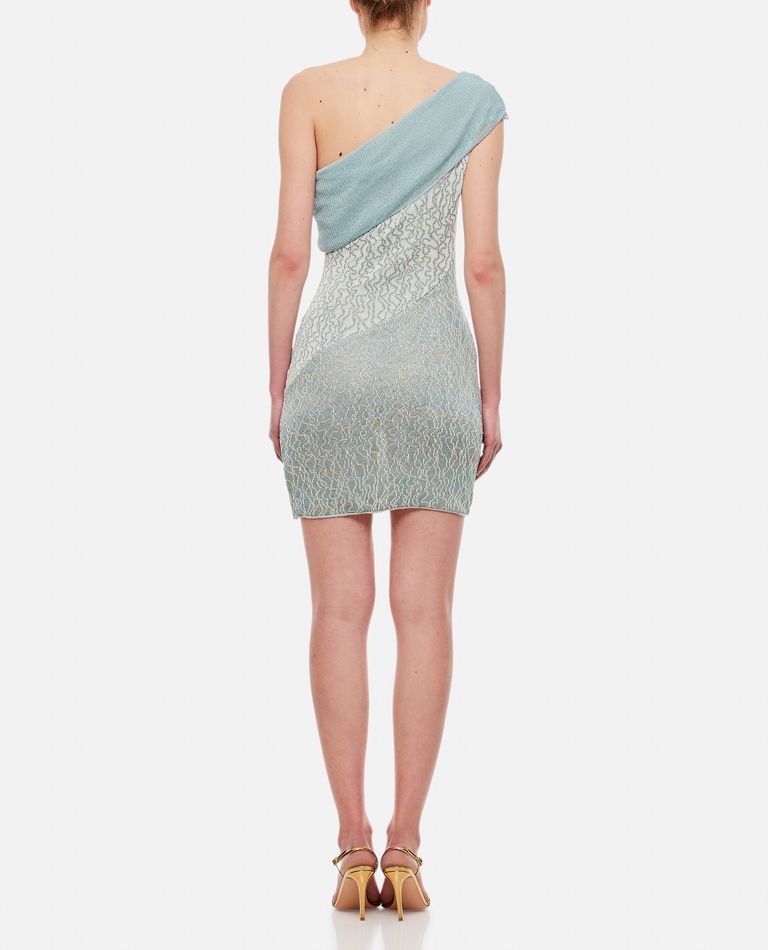 Shop Vitelli Viscose Cotton Jacquard Asymmetric Mini Dress In Sky Blue