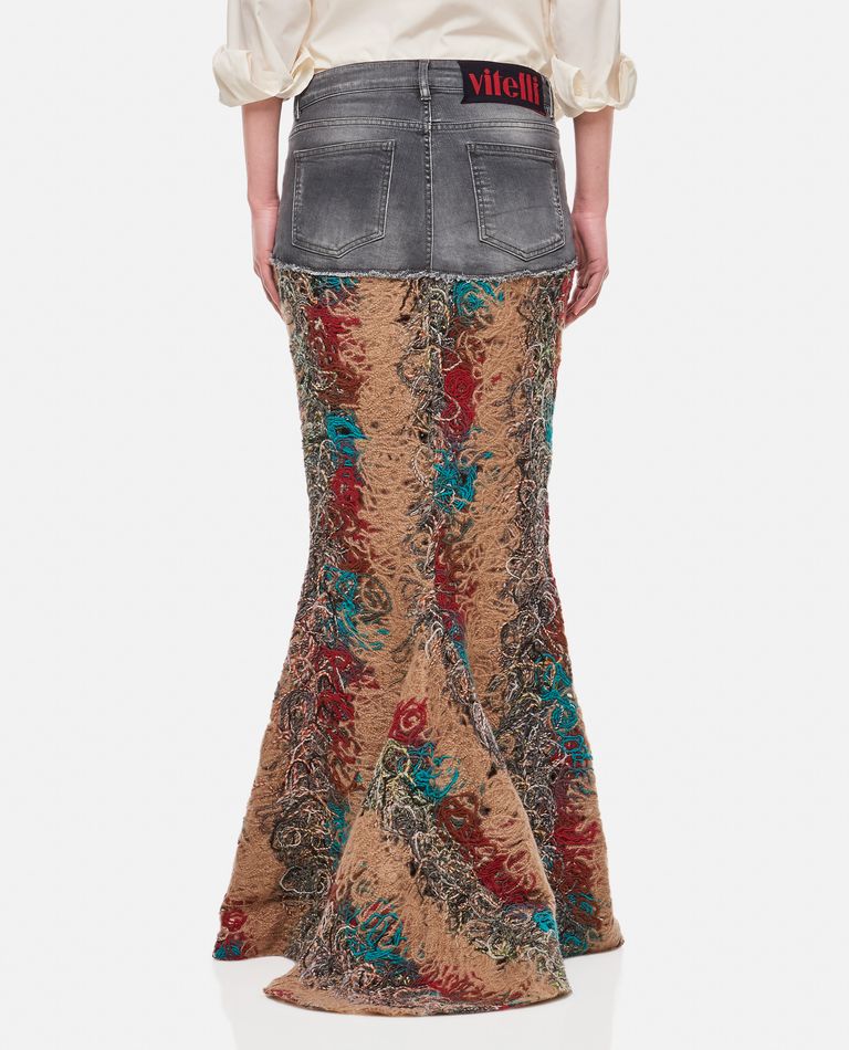 Shop Vitelli Siren Denim Doomboh Maxi Skirt In Multicolor