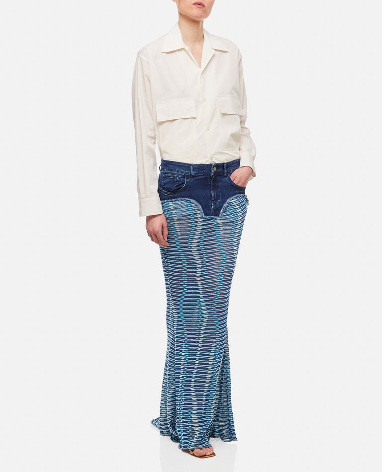 Shop Vitelli Siren Denim Jaquard Maxi Skirt In Blue